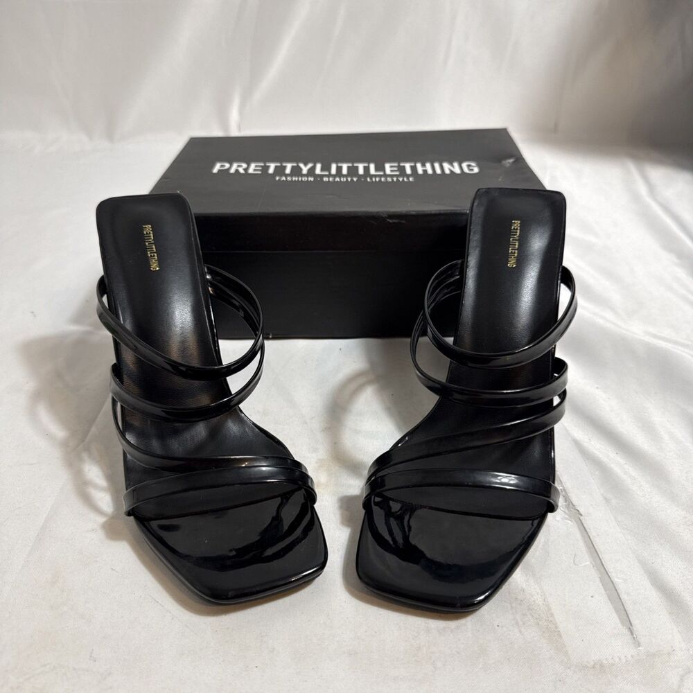 Pretty Little Thing Block Heel Strappy Mule Sandal Womens 7M In Box